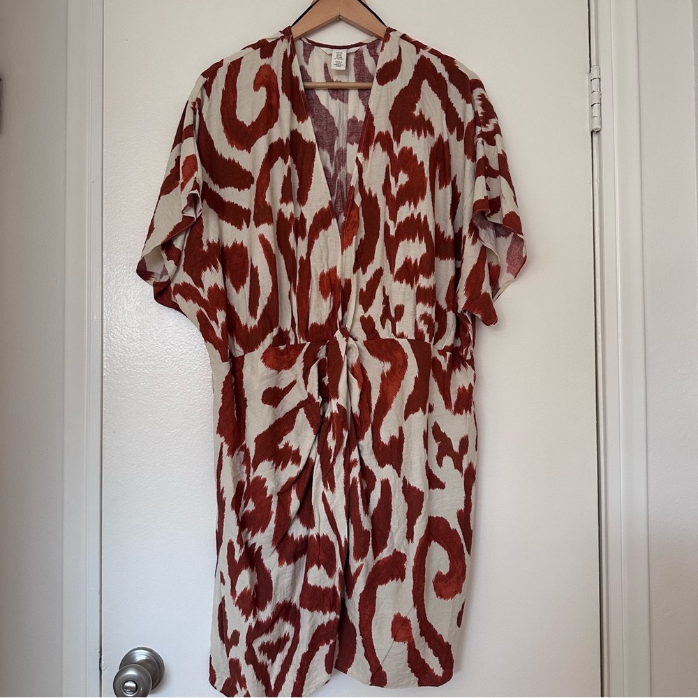 H&M Red and White Patterned Dress